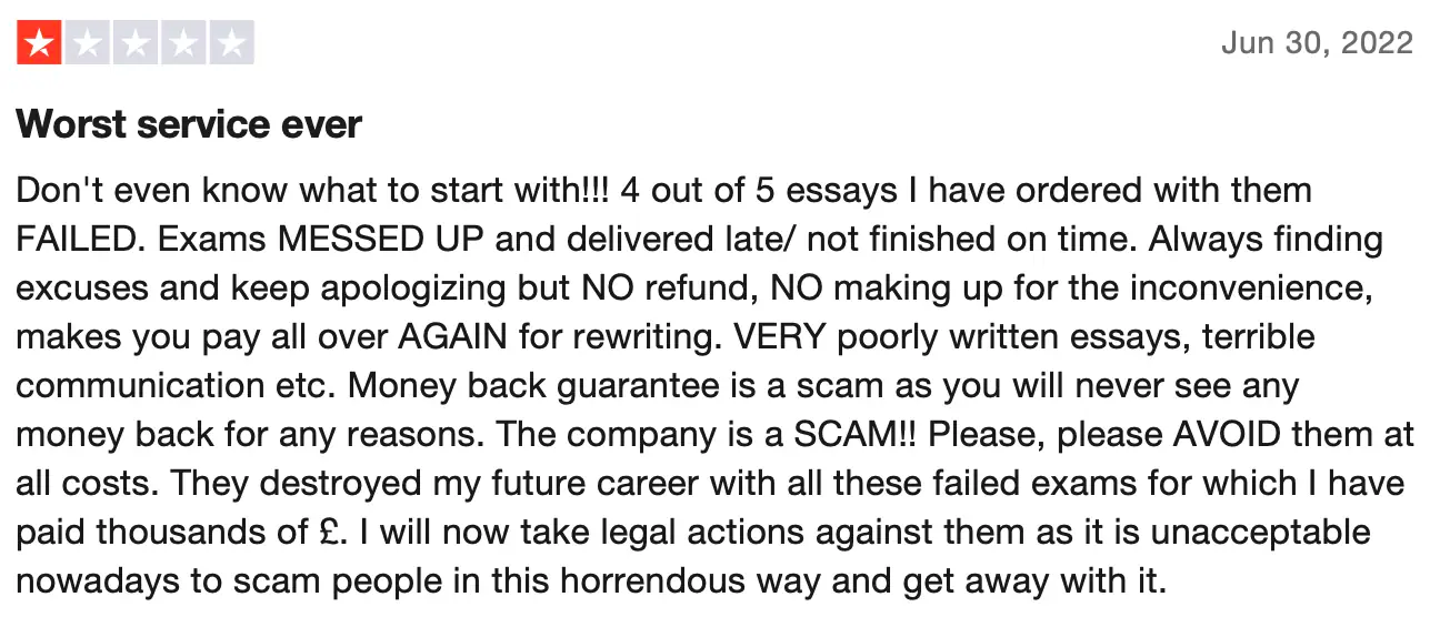 UKWritings review on Trustpilot